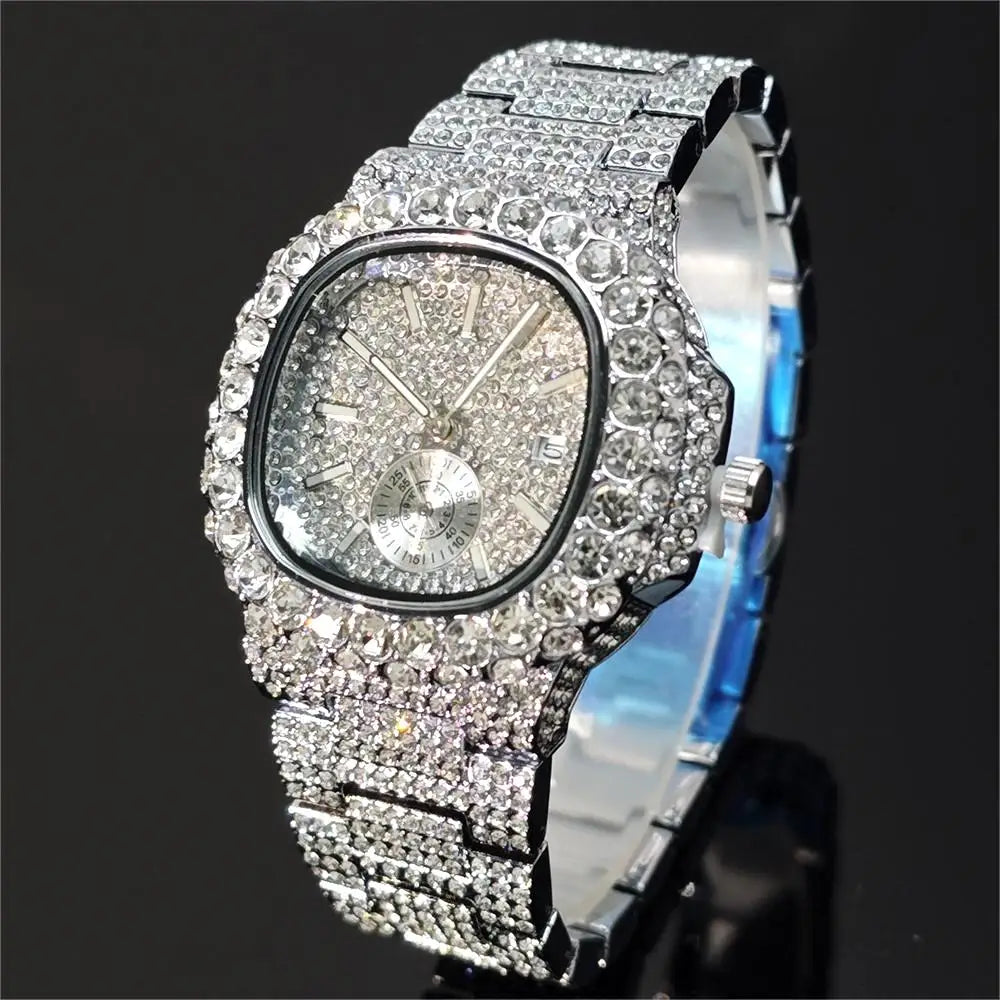 Iced Out – Luxury Diamond Men’s Gold Wristwatch