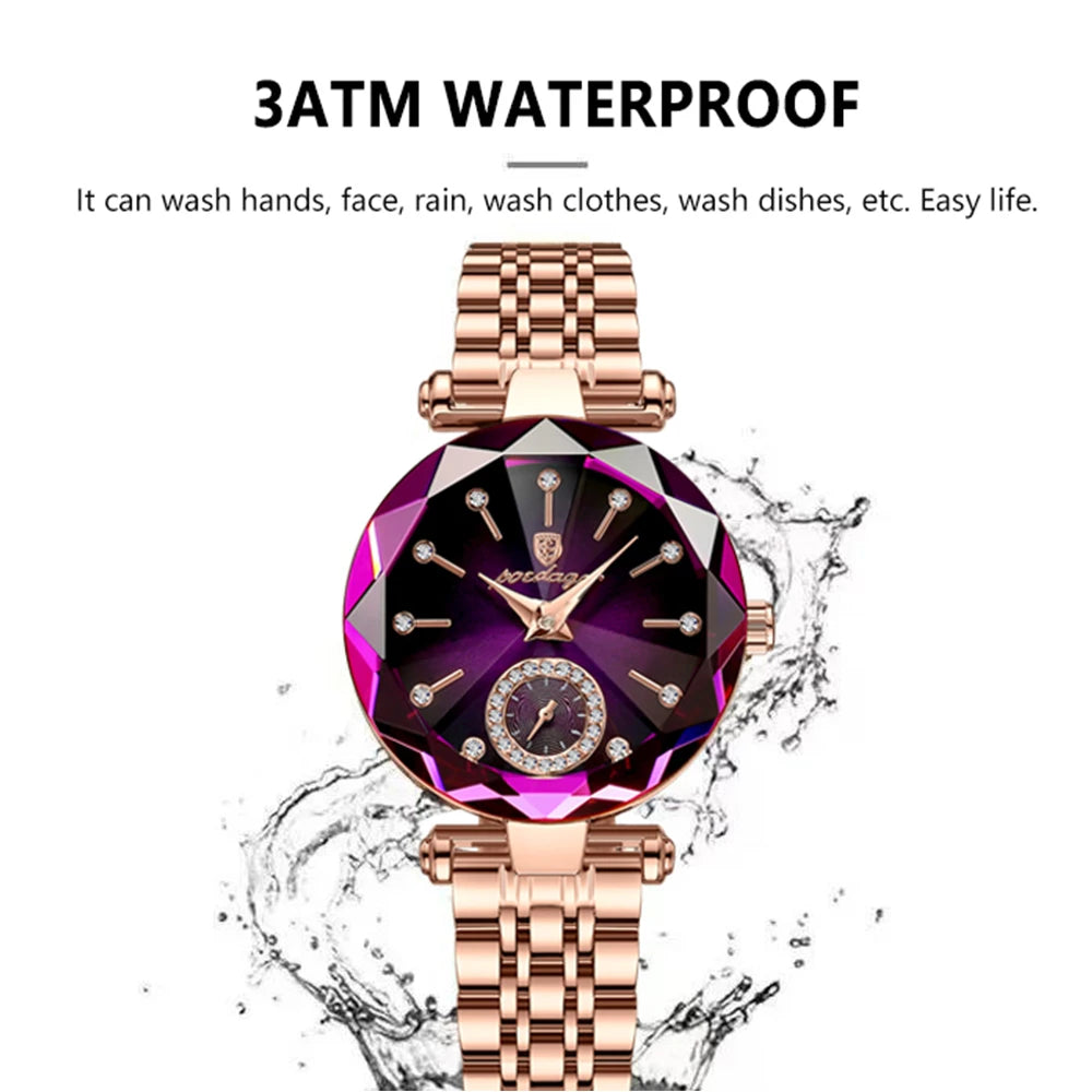 POEDAGAR Diamond – Luxury Round Dial Women’s Watch