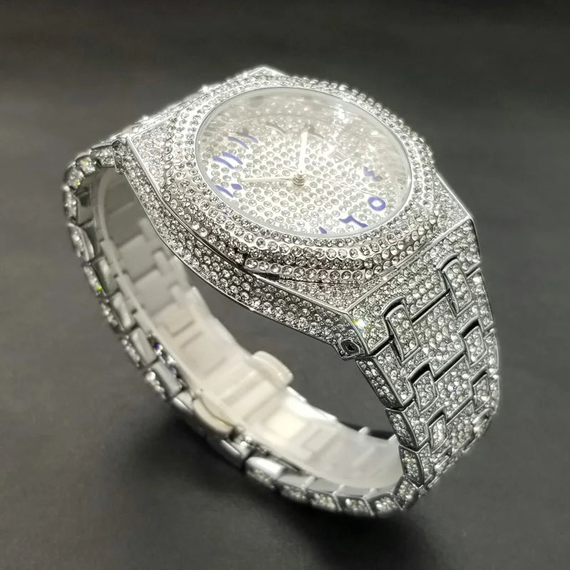 Gold Bling – Full Diamond Arabic Numeral Men’s Watch