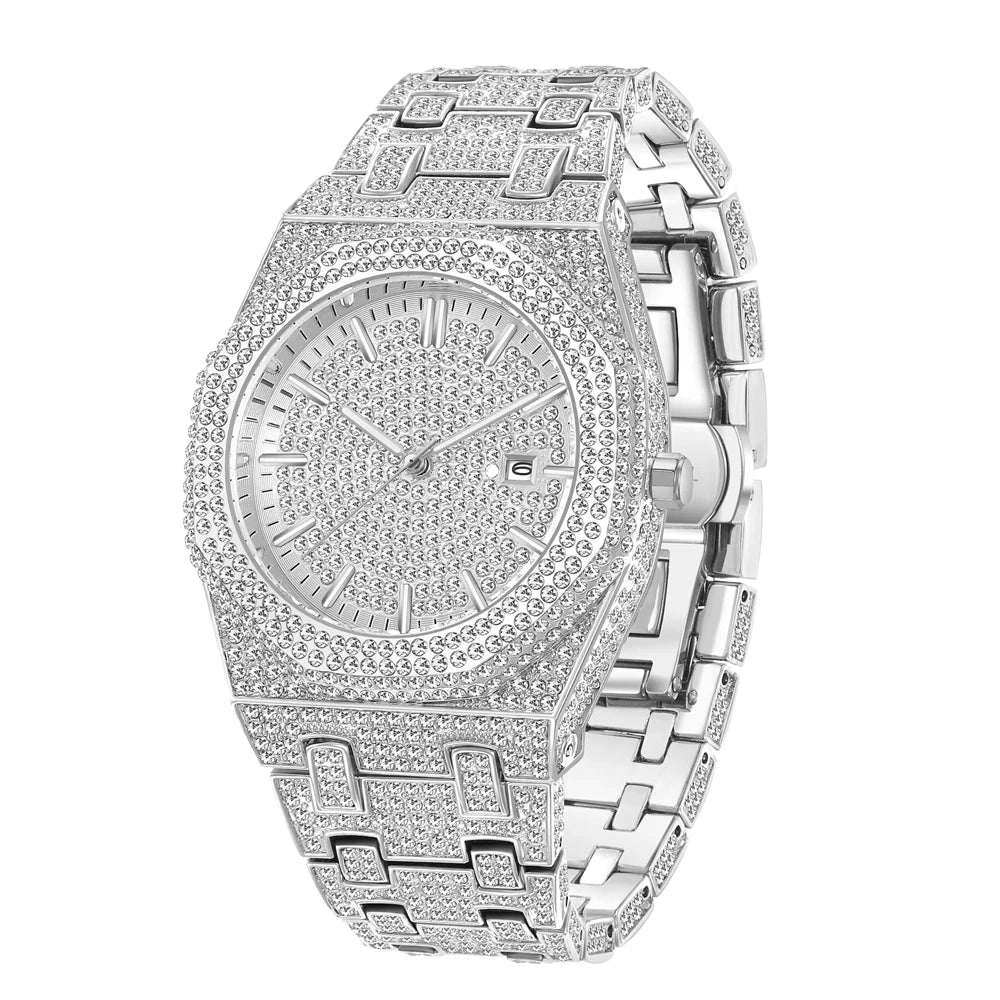 Gold Bling – Full Diamond Arabic Numeral Men’s Watch