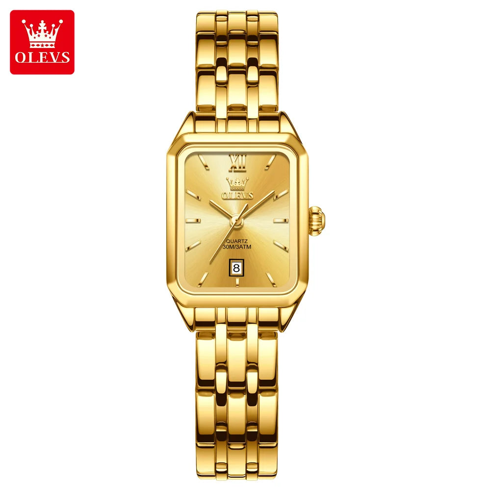OLEVS Golden Square – Elegant Auto-Date Women’s Watch