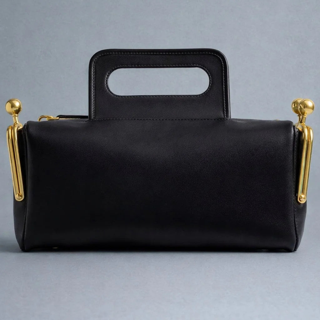 Retro Metal Clip Clutch Shoulder Bag for Women – Large Capacity Square Lock Tote