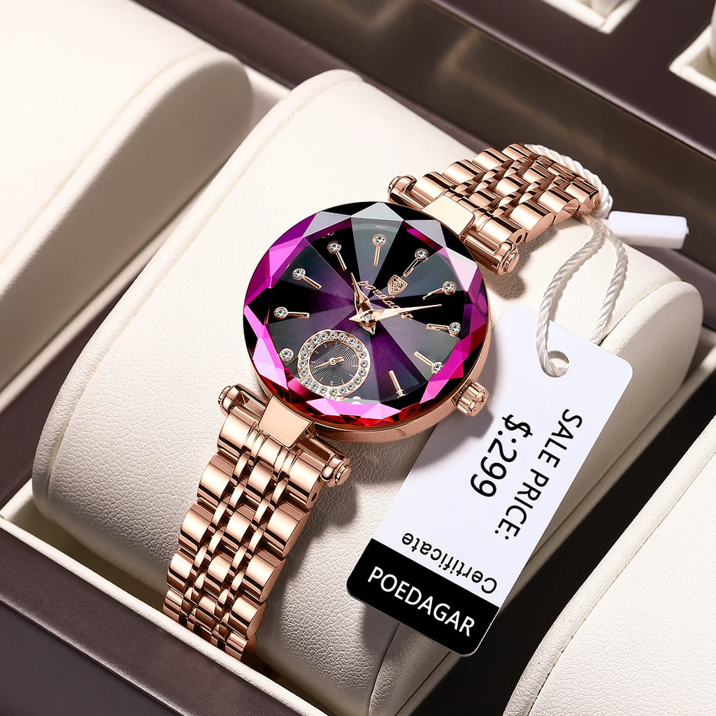 POEDAGAR Diamond – Luxury Round Dial Women’s Watch