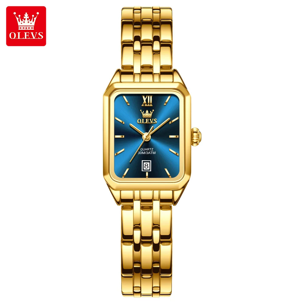 OLEVS Golden Square – Elegant Auto-Date Women’s Watch