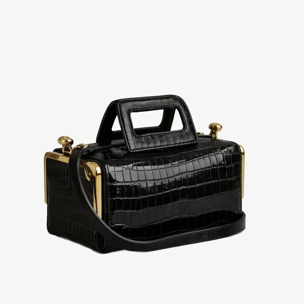 Retro Metal Clip Clutch Shoulder Bag for Women – Large Capacity Square Lock Tote