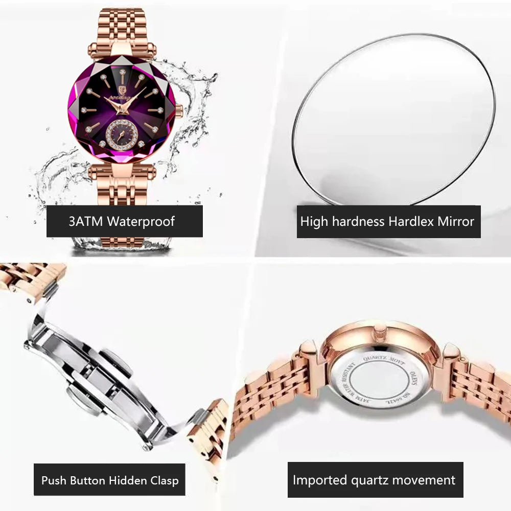 POEDAGAR Diamond – Luxury Round Dial Women’s Watch