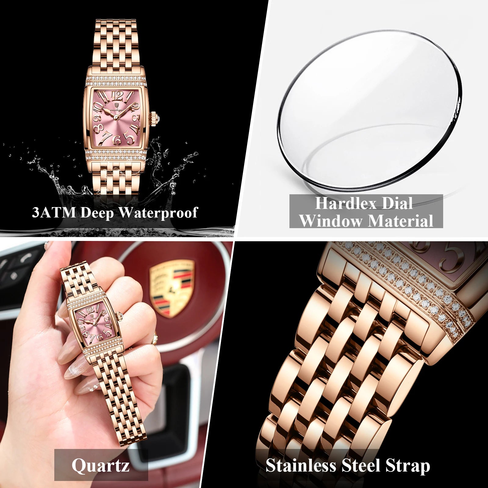 POEDAGAR Tonneau – Elegant Waterproof Ladies Watch