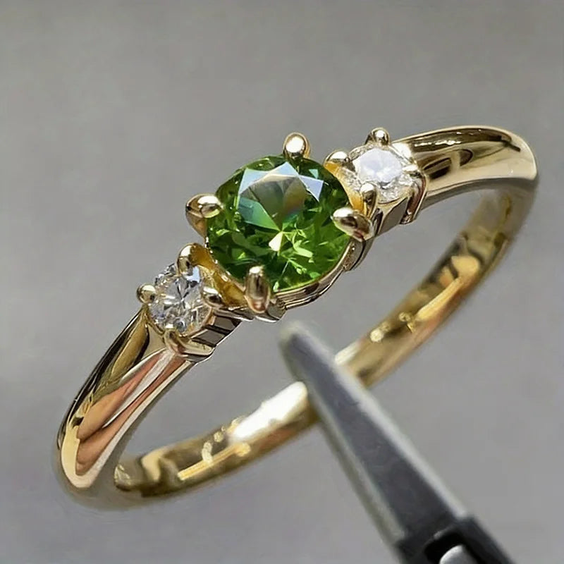 Emerald Zirconia Ring – Delicate Luxury Stone Ring