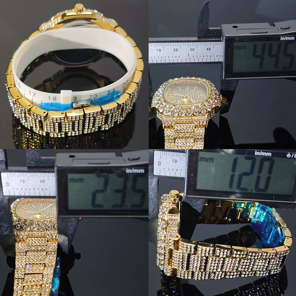 Iced Out – Luxury Diamond Men’s Gold Wristwatch