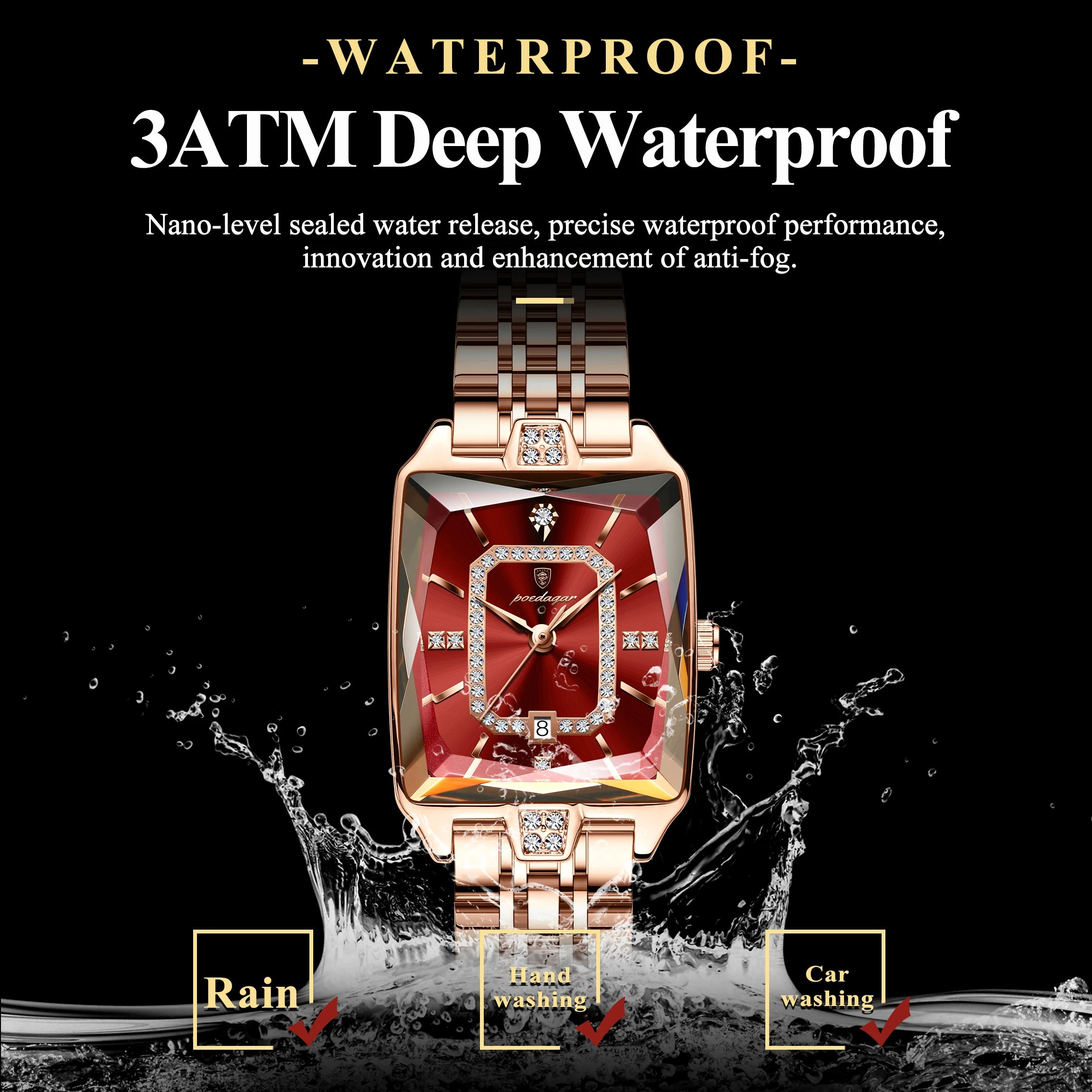 POEDAGAR Slim – Waterproof Date Ladies Wristwatch