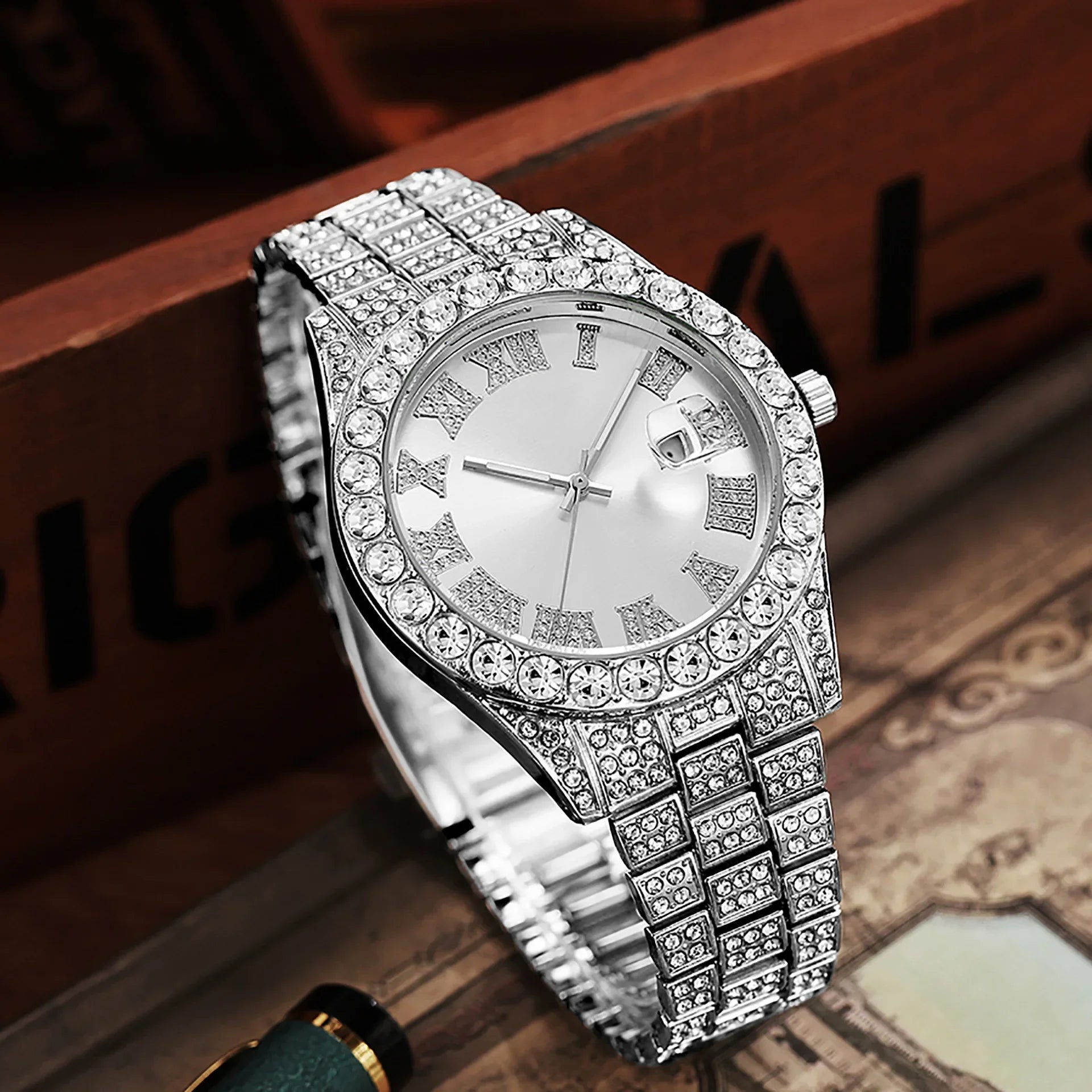 Hip-Hop King – Full Diamond Gold Men’s Statement Watch