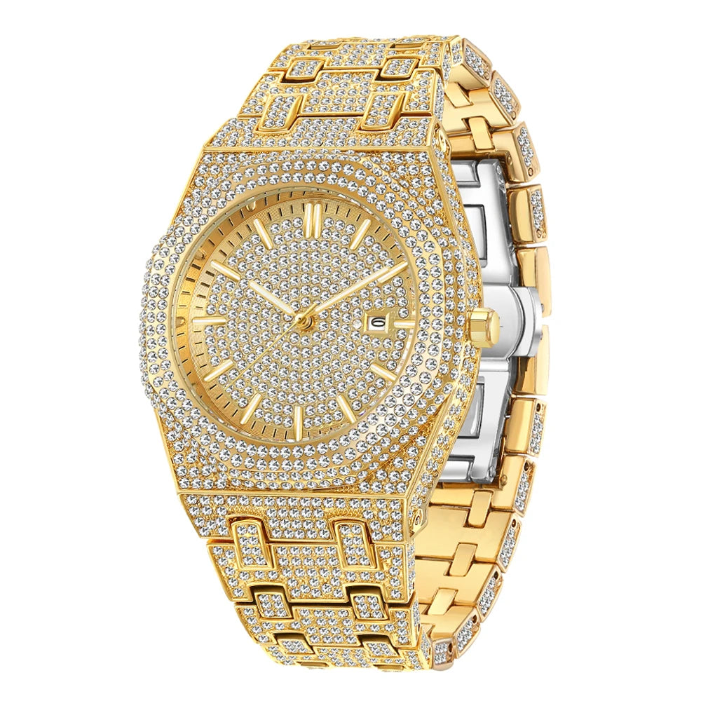 Gold Bling – Full Diamond Arabic Numeral Men’s Watch