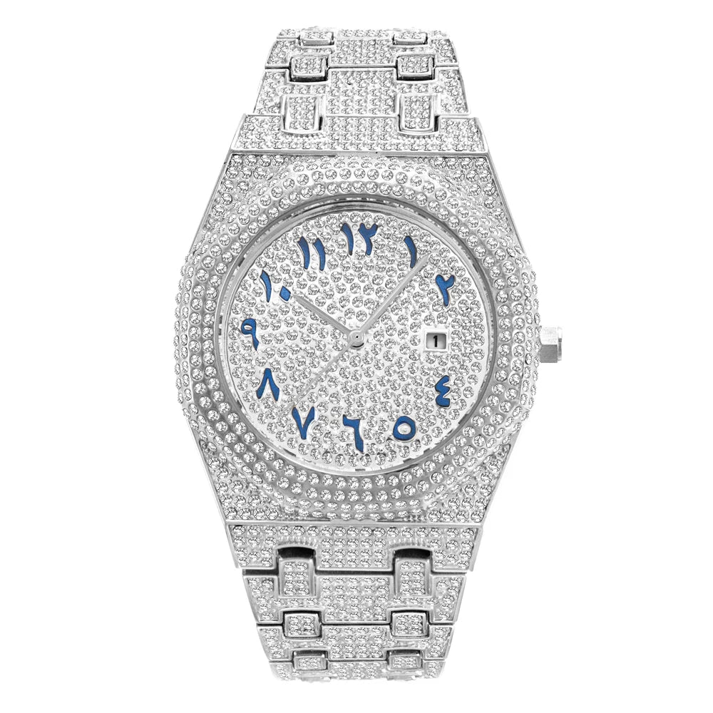 Gold Bling – Full Diamond Arabic Numeral Men’s Watch